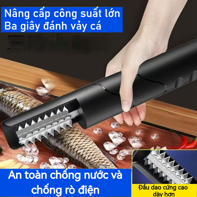 Máy Đánh Vảy Cá Cầm Tay,Chống Nước, Lưỡi Inox,Tự động Tẩy Vảy Cá, Có Thể Sạc,Lưỡi dao đa năng 6 mặt