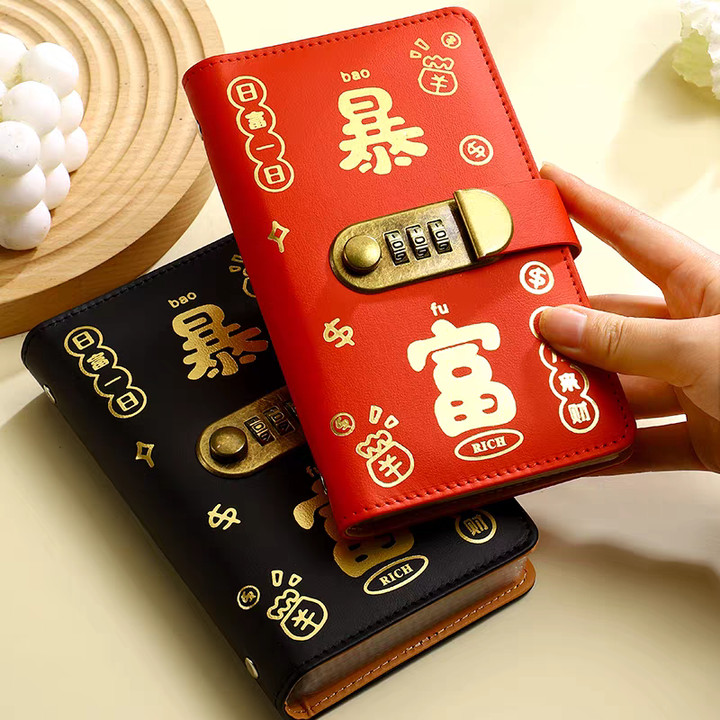 Sổ tiết kiệm đựng tiền có khoá mini chắc chắn - Sổ tay da PU đẹp, đồng hành cùng bạn trong hành trình chi tiêu 100 ngày