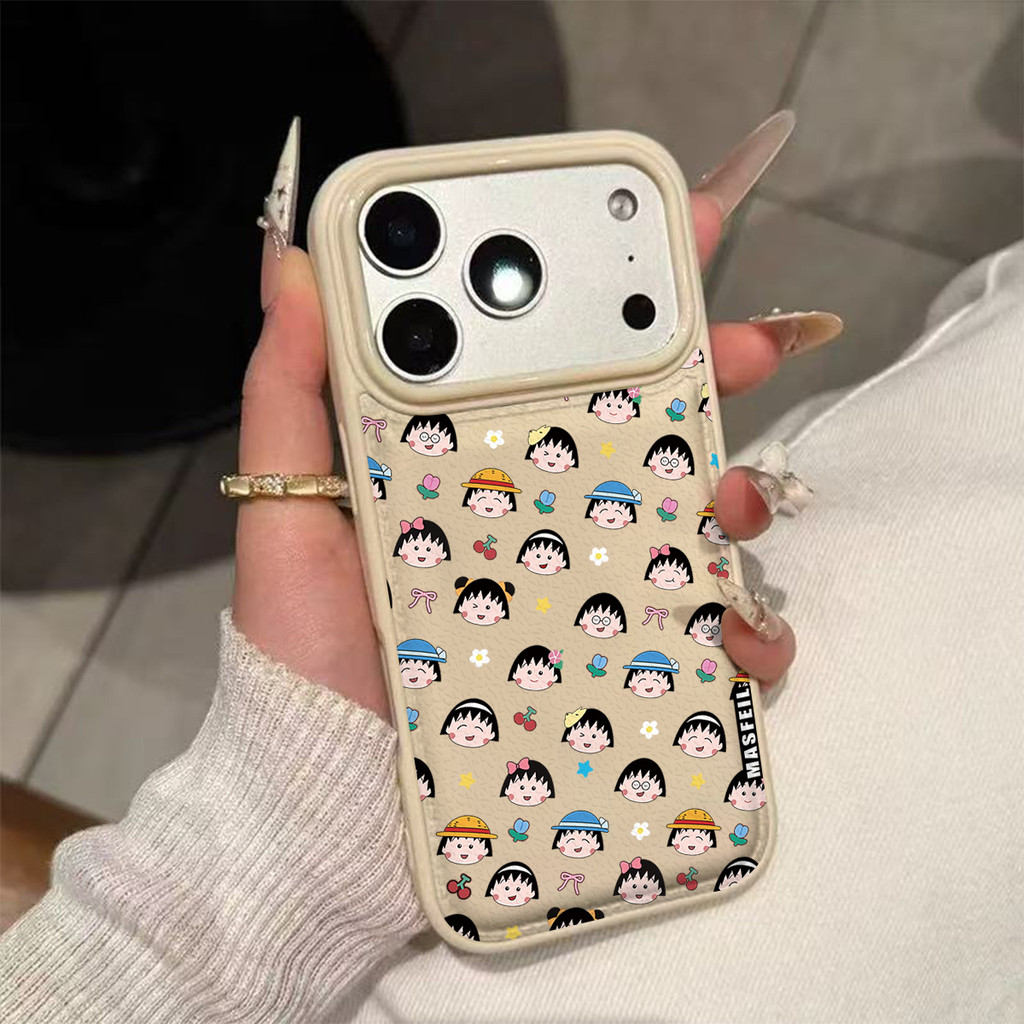 Ốp lưng Chibi Maruko Chan Họa Tiếng Chống Trầy Xước Da Gai Bảo Vệ Toàn Diện Cấp iPhone 17/16/15/14/13/12/11/X/XS Max Pro