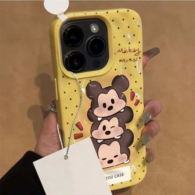 Thời Trang 3D Họa Tiết Nhăn Hoạt Hình Chuột Mickey avatar Họa Tiết Dành Cho iPhone AIR 17 16 15 14 13 12 Pro Max 16 15 14 Plus Mềm Chống Sốc Kẹo Bao