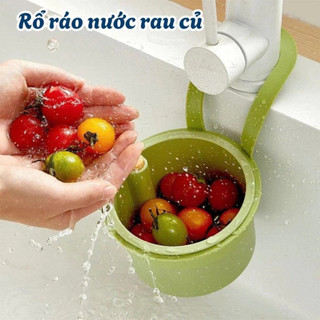 Giỏ thức ăn thừa treo vòi rửa chén có nút nhấn đổ rác thông minh