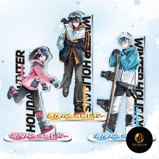 Mô hình standee LINK CLICK ver TRƯỢT TUYẾT tượng acrylic Người đại diện thời gian anime mica chibi trang trí trưng bày