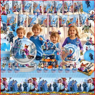 ST2 Zootopia 2 JUDY NICK GARY trẻ em trang trí tiệc sinh nhật biểu ngữ bánh topper bóng bay bộ cung cấp TS2
