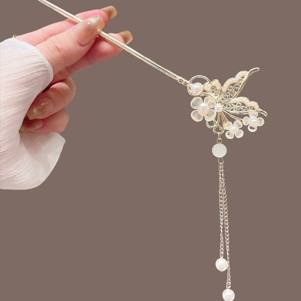 Kẹp Tóc Tua Rua Hoa Hồng, Phong Cách Trung Hoa Hanfu