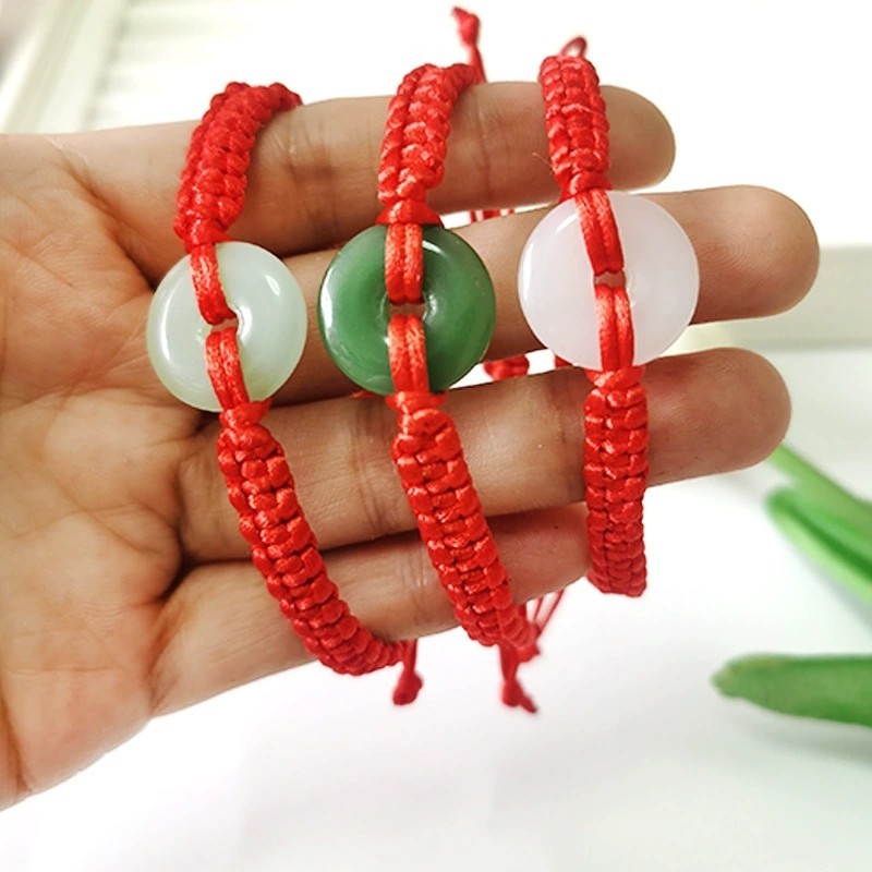 Vòng tay dệt tay màu đỏ phong cách dân tộc, bộ đôi may mắn và bình yên
