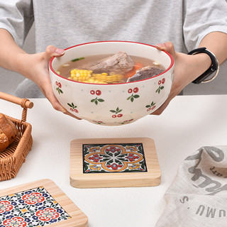💦Bàn Ăn Cách Nhiệt Miếng Lót Retro Ngói Casserole Pad Hộ Gia Đình Nồi Gỗ Món Ăn Placemat Chống bỏng Coaster