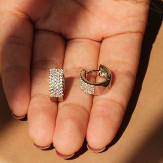 Vòng bông tai bạc sterling S925 và zircon, trang sức thời trang đơn giản, quà tặng nữ