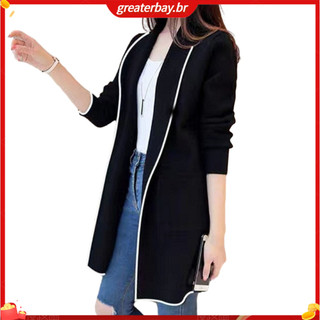 Áo khoác Cardigan dài vừa phải nữ mùa thu đông, có túi, giữ ấm, phong cách hợp thời trang Đông Nam Á