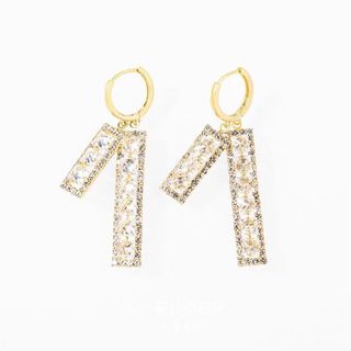 Bông tai hình chữ nhật zircon phong cách mới từ châu Âu và Mỹ