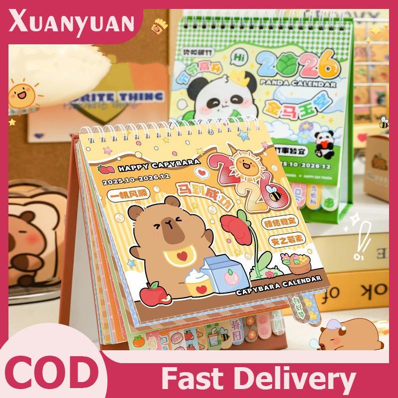 XUAN Di Động Cuộn Dây 2026 Lịch Để Bàn Capybara / Gấu Trúc Để Bàn Trang Trí Lịch Trình Lập Kế Hoạch Văn Phòng Đồ Dùng Học Tập VN