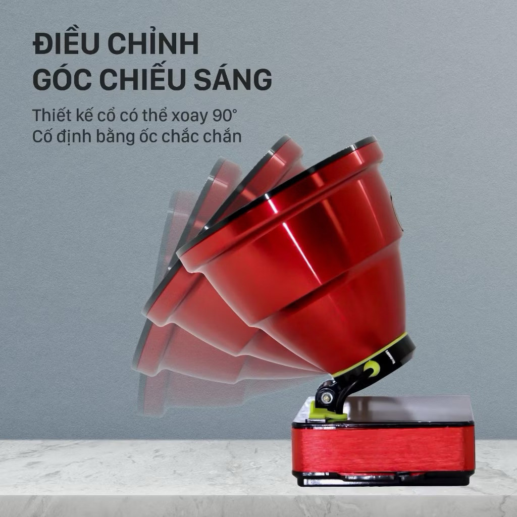 Đèn pin đội đầu siêu sáng Mỹ Linh, đèn pin D818 chống nước, vỏ hợp kim nhôm, 3 chế độ sáng