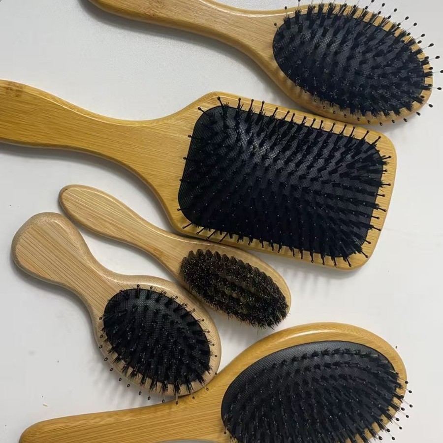 Hàng sẵn có Massage Tre Lược Cầm Tay Tiết Kiệm Nhân Công Đầu Tròn Răng Tre Không Làm Tổn Thương Tóc Nữ Tóc Dài Hộ Gia Đình Đệm Không Khí Com