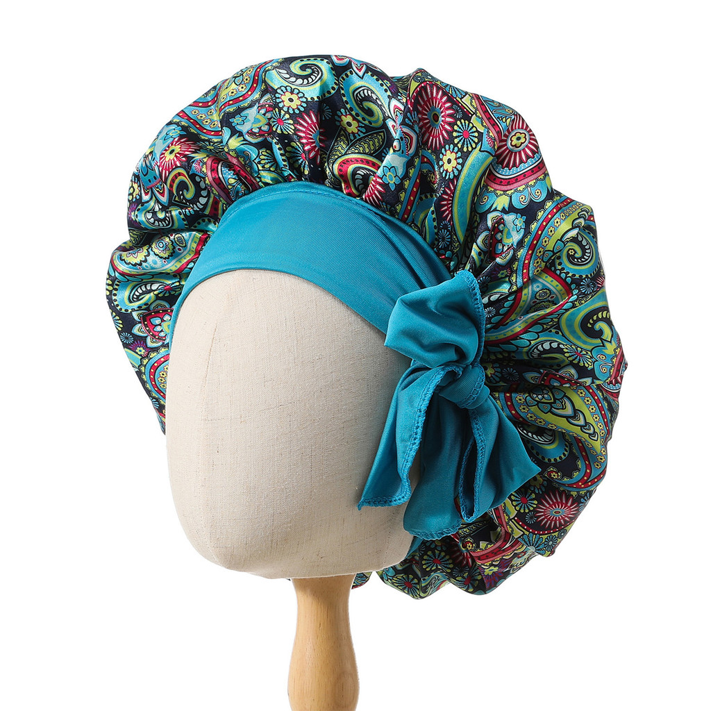 Bonnet lụa satin jumbo cho nữ, phù hợp để ngủ và bảo vệ tóc xoăn hoặc bím