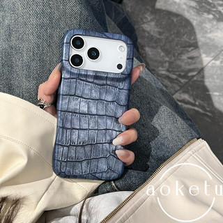 Ốp Điện Thoại Da Cá Sấu Kim Loại Retro Thích Hợp Cho iPhone 13 14 15 16 17 Pro Max Da Sang Trọng Bao Gồm Tất Cả Chống Rơi Bìa Cứng