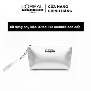 Túi đựng phụ kiện L'Oréal Professionnel metallic cao cấp (túi clutch bạc)