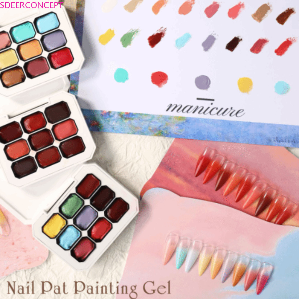 SDEERCONCEPT 4IN1 Pat Ombre Gel Sơn Móng Tay, Mini 9 Màu Dễ Chuyển Đổi Sơn Gel, Đồ Dùng Làm Móng Tay Pháp Làm Móng Tay Sơn UV Chắc Chắn Nghệ Thuật Gel Nữ