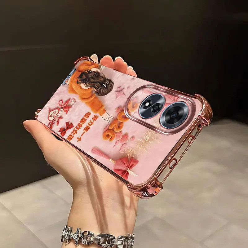 Ốp điện thoại phù hợp cho OPPO A60 4G – Chúc mừng năm mới 2026, mẫu mới chống sốc làm bằng nhựa TPU silicon mềm trong suốt.