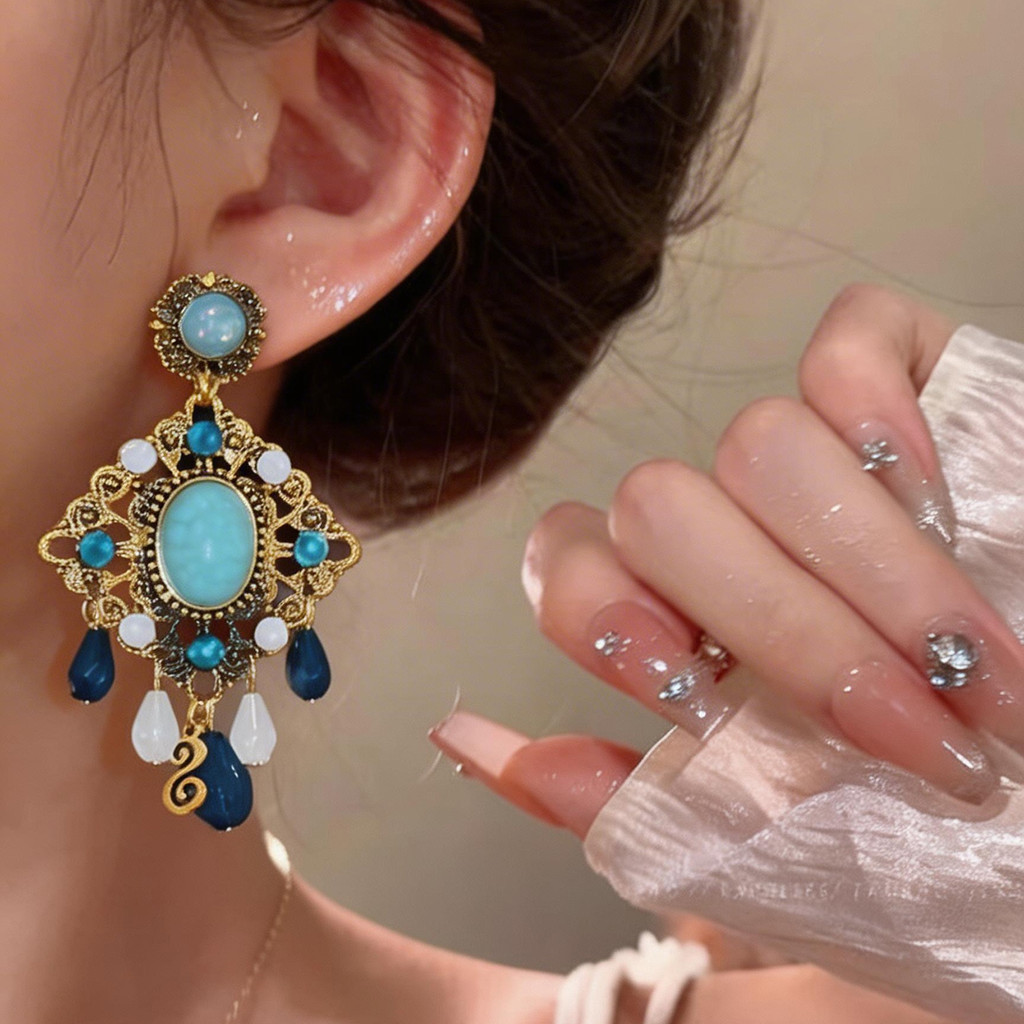 Bông tai hình thoi cổ điển cao cấp, sang trọng và thanh lịch dành cho nữ