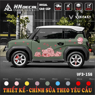 Tem dán xe VF3 - Tem VF3 cao cấp Decal dán xe VF3 MẪU TEM CON HEO DỄ THƯƠNG ( mẫu VF3 - 156 )