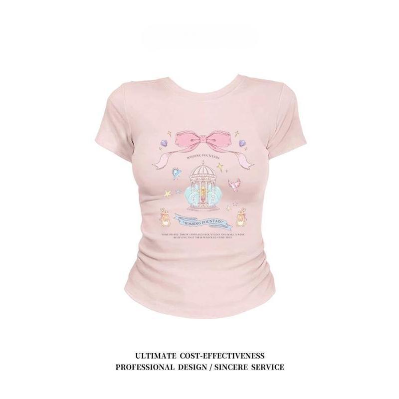 Áo Crop Top màu trắng Slim Fit y2k Phong cách có sẵn trong 5 màu Áo thun ngắn tay mùa hè mới Crop có hông Áo sơ mi bó sát