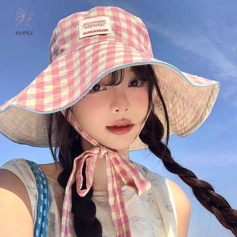 Mũ Bucket Hat Hai Mặt Có Dây Buộc - Phù Hợp Mặc Ngoài Trời Mùa Hè - Màu Sắc Tương Contrast Ngọt Ngào