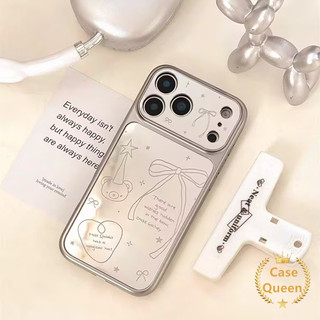 Vỏ gương trang điểm hình gấu dễ thương đơn giản tương thích cho IPhone XR 17 16 12 11 15 14 13 Pro Max Air X XS Max 16 14 15 Plus Vỏ mới sáng tạo hợp thời trang