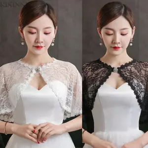 Khăn choàng ren KIKIN màu đen trắng - Phù hợp cho đám cưới