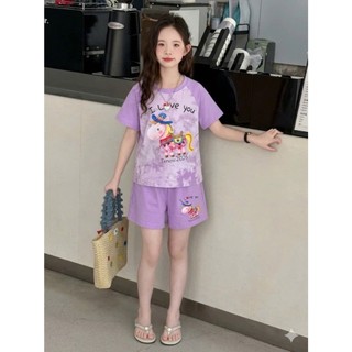 Quần áo mùa hè bé gái chất cotton. Bộ cộc tay bé gái 18-45kg, Quần áo hè bé gái mẫu LOVE YOU. NL23