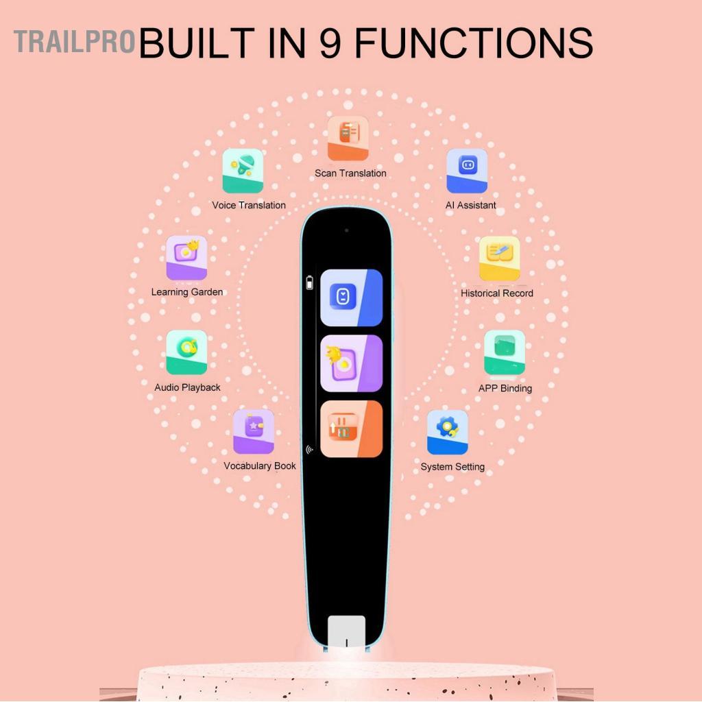 TrailPro Bút quét dịch Garosa Máy quét thông minh di động Trình dịch ngôn ngữ Điểm thời gian thực để đọc Từ điển điện tử Pin 650mAh Sạc loại C Lưu trữ 64RAM