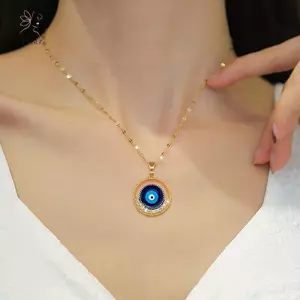 HNKMP Phước Ác Mắt Nelace Dành Cho Nữ Thép Titan Luy Bùa Bảo Vệ Kim Cương Thời Trang Mặt Dây Chuyền Xương Đòn Dây Chuyền Quà Tặng Trang Sức.
