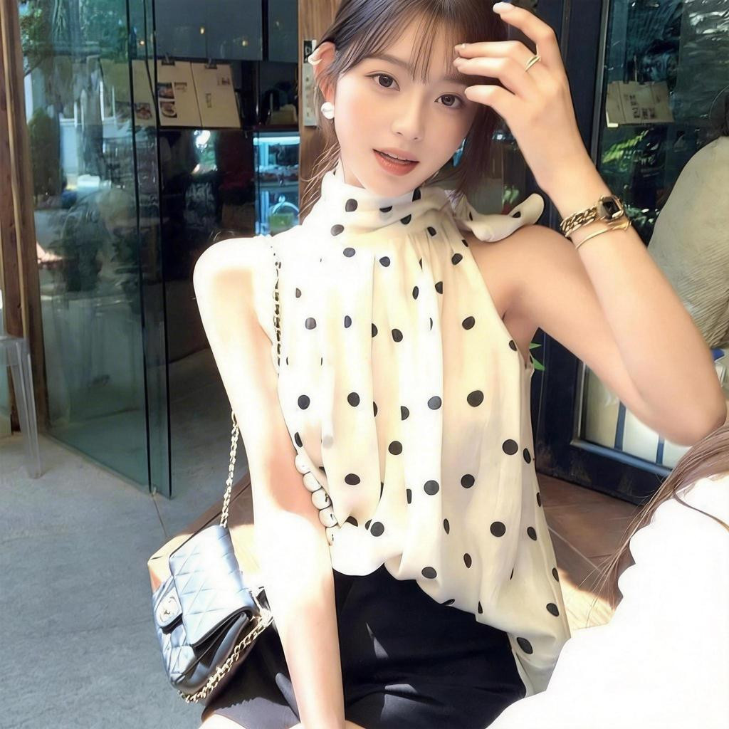 Milyfashion - Chấm Bi Dây Cổ Top Đơn Giản, Thích Hợp Cho Thời Trang Hàng Ngày