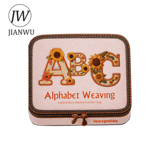 JIANWU Bảng Chữ Cái Dệt Series Vintage Hoa Thêu Số Vật Liệu Phong Cảnh Cắt Dán Sáng Tạo Tạp Chí Văn Phòng Phẩm