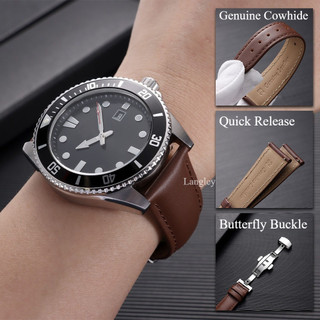 Khóa bướm - Dây đeo đồng hồ da thật da bò 18 / 19 / 20 / 21 / 22mm Phát hành nhanh Dây đeo đồng hồ thông minh đơn giản mềm mại Vòng đeo tay đồng hồ da bắp chân dành cho nam nữ