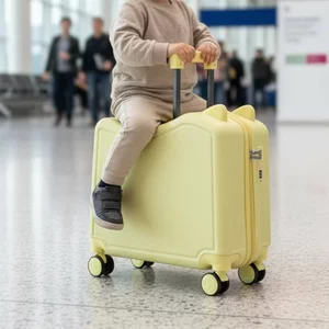 Bánh xe xoay Vali ngồi có thể điều chỉnh Tay cầm có thể điều chỉnh Khóa kết hợp hành lý có thể lái cho trẻ mới biết đi, kỳ nghỉ