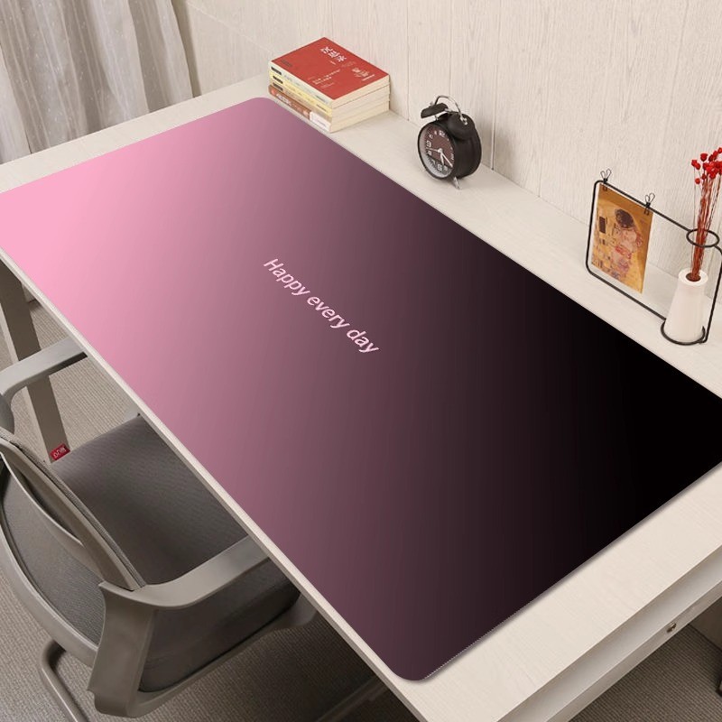 lót chuột da cỡ lớn thảm trải bàn làm việc chống thấm nước dầu mỡ màu gradient đen hồng tối giản kê bàn phím văn phòng đẹp