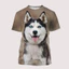 Áo Thun Hình Chó Husky Malamute 3D, Cổ Tròn Phù Hợp Dạo Phố, Dành Cho Mọi Lứa Tuổi