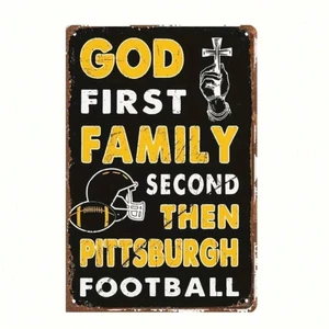 CIFbuy Vintage Kim Loại Poster Pittsburgh Bóng Đá Retro Treo Tường Ký Thể Thao Quà Tặng
