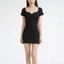Đầm cơ bản nữ cổ chữ U gợi cảm, slim-fit, tay ngắn màu trơn