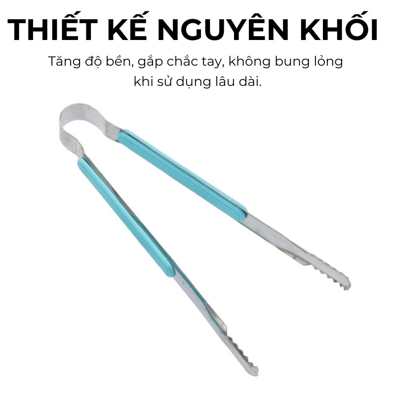 Kẹp Gắp Thức Ăn Inox Nguyên Khối Đầu Răng Cưa – Kẹp Gắp Đá, Đồ Nóng Tay Cầm Chống Trượt, Chống Nóng | 374