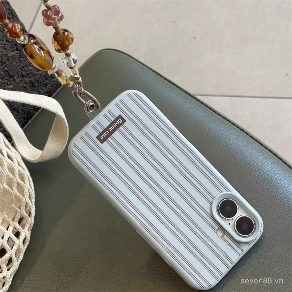 Ốp Điện Thoại Thích Hợp Cho iPhone 11 12 13 14 15 16 17 Pro max Plus Không Khí Văn Học Sọc Có Dây Xích Chống Sốc Vỏ Bảo Vệ Chống Sốc Bao Gồm Tất Cả OYHS