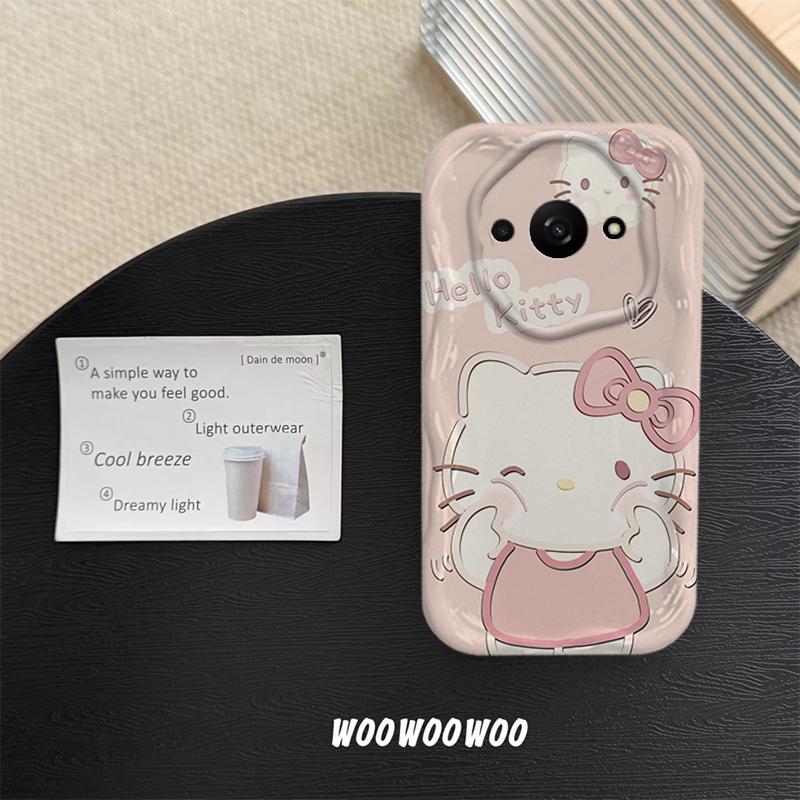 Vỏ Cho Redmi A3 Redmi A3X POCO C61 Vỏ Kem Hoạt Hình Cặp Đôi Mèo Mềm TPU 3D Sóng Silicon Vỏ Điện Thoại