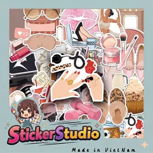 Set Sticker Làm đẹp của các cô nàng sành điệu Chống Nước Dán Laptop Vali Mũ Bảo Hiểm Sổ Tay