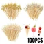 JUNYUE88US 100 chiếc Dụng cụ hái thực phẩm bằng tre, Dụng cụ trái cây ngọc trai dài 12cm đa năng, Dụng cụ trái cây Dụng cụ ăn nhẹ dùng một lần Nĩa xiên que trái cây Đồ dùng dự tiệc