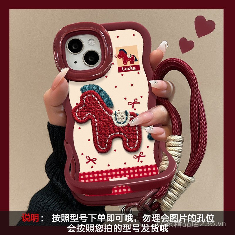 Dây buộc Pony sang trọng Thích hợp cho 17 Vỏ điện thoại năm mới iphone15promax Silicone 16 Giá đỡ kép 14