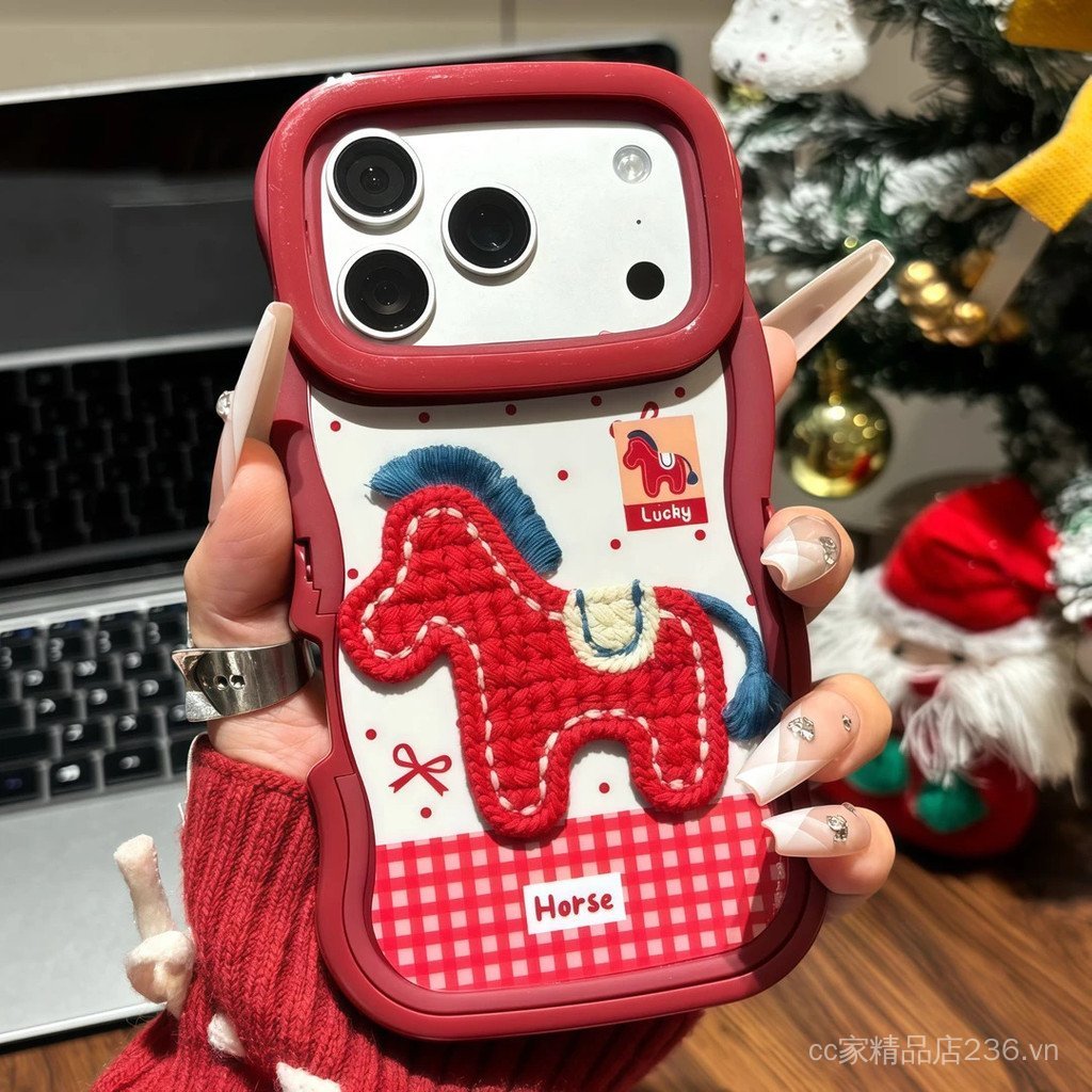 Thích hợp cho iPhone17ProMax Ốp điện thoại 16 / 15 Red Pony 14 / 13 Giá đỡ kép 12 / 11 Mới