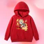 Áo nỉ có mũ trùm đầu màu đỏ cho trẻ em Chủ đề năm mới Nhẹ Áo Hoodie thường ngày Lễ hội hàng đầu