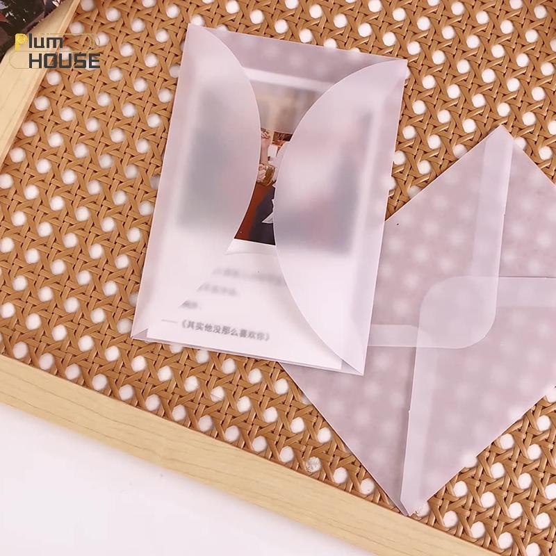 PlumHOUSE 10 Cái / lốc Trống Phong Bì Trong Suốt Cho Lời Mời Bưu Thiếp Châu Âu Hộp Quà Tặng Thẻ Tin Nhắn Phong Bì Đám Cưới Kinh Doanh Chữ VN