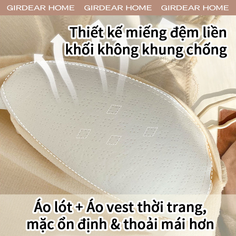 Girdear Home Phong Cách Hàn Quốc Áo hai dây ren quyến rũ thời trang nữ cổ chữ V không tay có đệm, GH70