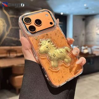 Ốp Điện Thoại Năm Mới Pony Lá Vàng Cho OPPO Reno 15 14 13 12 11 9 Pro 8 5 5K Find X9 X8 Pro X7 X3 Lite Phim Hoạt Hình Dễ Thương Vỏ Ngựa Làm Giàu Khung Kim Loại May Mắn Trong Suốt Mềm Mại