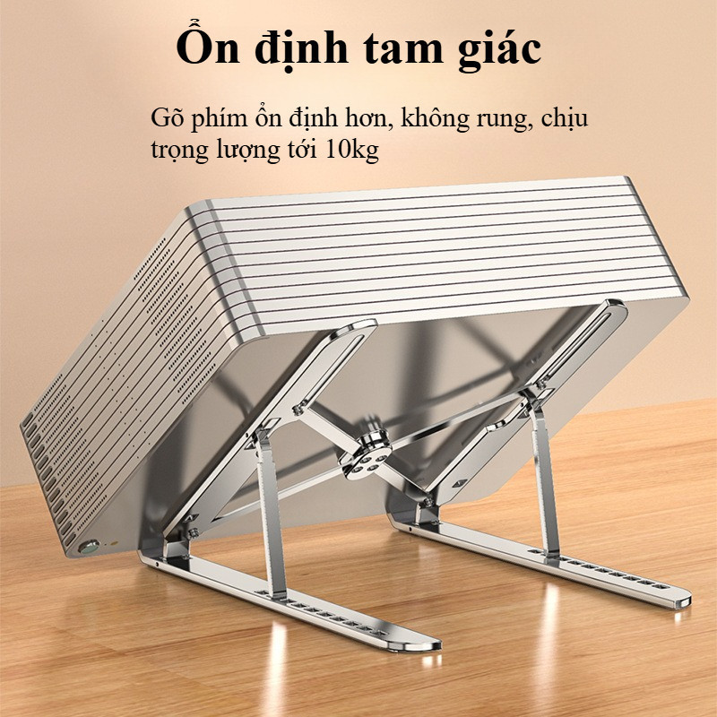 Giá Đỡ Laptop Bằng Hợp Kim Nhôm Gấp Gọn Cao Cấp - Chống Trượt, Tản Nhiệt, Điều Chỉnh Linh Hoạt Độ Cao